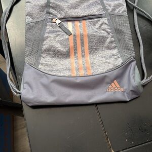 Adidas Men's Backpack in Gray with Orange Accents